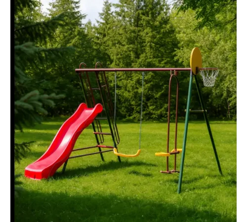 Игровой уличный комплект OLSA Солнышко-5 c651, 247х238х212 cм горка, качели, баскетбольное кольцо