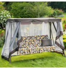 Садовые качели трехместные с москитной сеткой, раскладываются в кровать Olsa Рица с1627