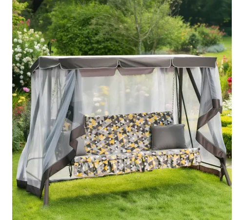 Садовые качели трехместные с москитной сеткой, раскладываются в кровать Olsa Рица с1627