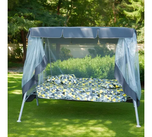 Садовые качели трехместные с москитной сеткой, раскладываются в кровать Olsa Рица с1627