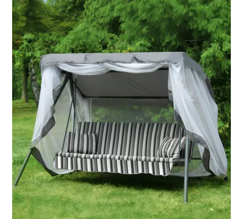 Садовые качели трехместные с москитной сеткой, раскладываются в кровать Olsa Рица с1627