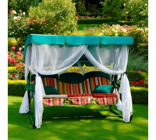 Качели садовые трехместные с мокитной сеткой Olsa Мастак -3 1726