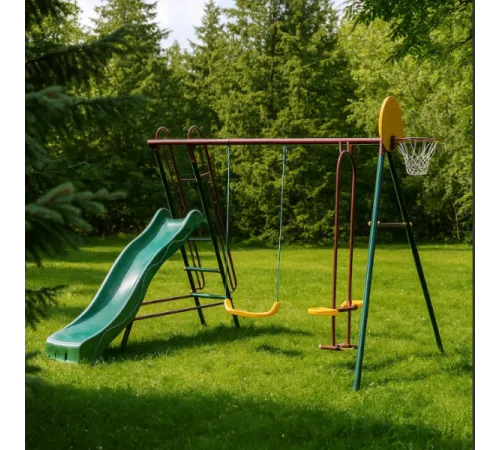 Игровой уличный комплект OLSA Солнышко-5 c651, 247х238х212 cм горка, качели, баскетбольное кольцо