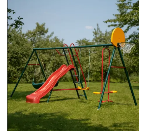 Игровой уличный комплект OLSA Солнышко-6 c660, 439х238х212 cм горка, качели, гнездо, баскетбольное кольцо Игровой уличный комплект OLSA Солнышко-6 c660, 439х238х212 cм горка, качели, гнездо, баскетбольное кольцо